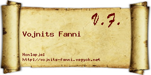 Vojnits Fanni névjegykártya